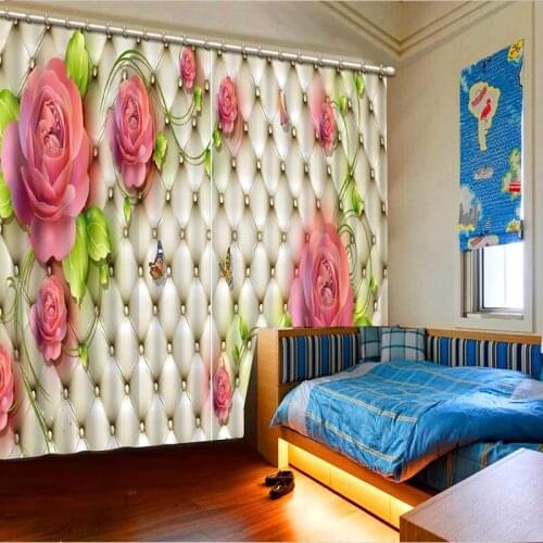 NoEnName_Null Quality Lifelike Beautiful Flowers 3D Printing Curtains Curtains full Shade Bedroom Living Room Curtains CL-036