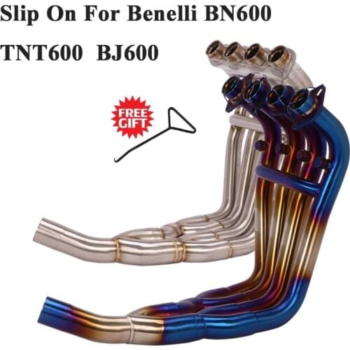 Full System Motorcycle Exhaust Escape For Benelli 600 TNT600 BN600 Modify Slip On Titanium Alloy Front Link Pipe Without Muffler