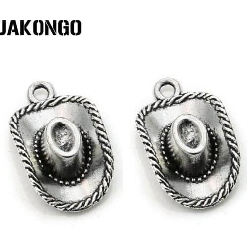 Antique Silver Plated Cowboy Hat Walking Dead Charm Pendant Bracelets Jewelry Findings Accessories Making DIY 22x13mm 10Pcs/lot