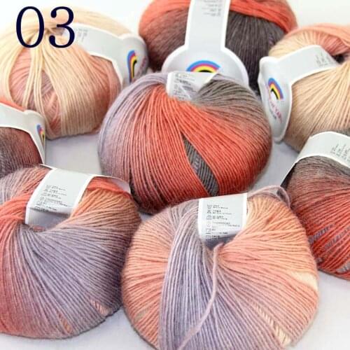 Sale Soft 8X50gr ballCashmere Wool Colorful Rainbow Wrap Shawl DIY Hand Knit Yarn Orange Gray Beige Brown 524-03-8