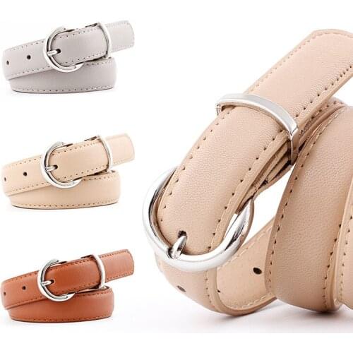 105X2.5Cm Female Deduction Side Alloy Buckle Jeans Dress Wild Belt For Women Fashion Students Simple New Circle Buckles Belt