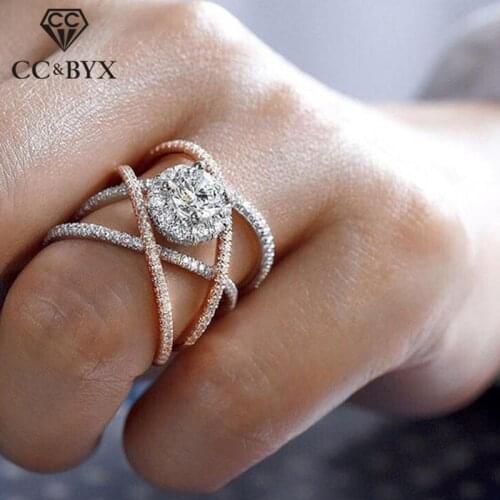 CC Luxury Rings For Women Creative Cross Cubic Zirconia Bridal Ring Wedding Engagement Anel Anillos Mujer Drop Shipping CC2214
