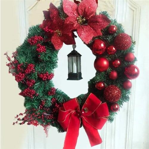 38cm/25cm Christmas Wreath Artificial Plant Rattan Circle Wall Decoration Simulation Fake Flower Door Hanging Wreath Home Decor