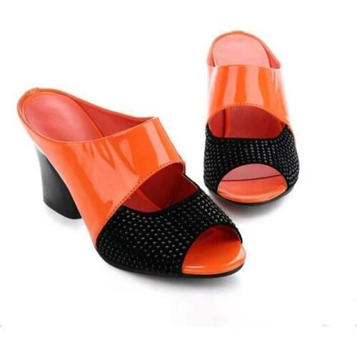 Sexy High Block Heel Slippers Women Summer Beautiful Shoes