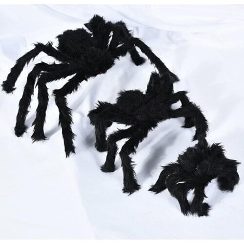 Halloween 30cm Super Big Plush Spider Made of Wire and Plush Black and Multicolour Style for Party or Halloween Decorations