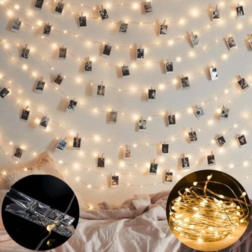 2-10M LED String light With Photo Clips Fairy Lights Battery/USB Holiday lighting Garland For Christmas Tree Wedding Party Decor
