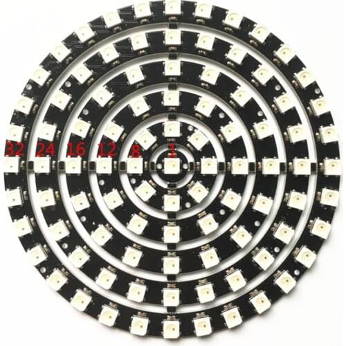 RGB LED Ring 1Bit 8Bit 12Bit 16Bit 24Bit 32 93Bit WS2812 5050 RGB LED + Integrated Driver RGB LED Controller Module for Arduinos