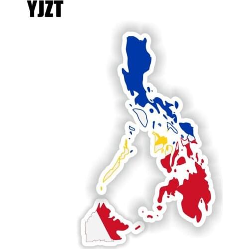 YJZT 8.4CM*13.5CM Philippines Map Flag Car Sticker Decal Motorcycle Helmet Accessories 6-1547