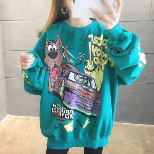 Oversized Hoodie Women Sweatshirt with Print Winter Women Loose Cartoon Pullover Sweatshirt Autumn Long-sleeved Tops for Girl