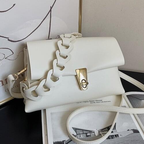 Women Simple Small Leather Crossbody Bags Pure Color Flap Messenger Bag Female Square Tote Shoulder Bags White Designer Handbags