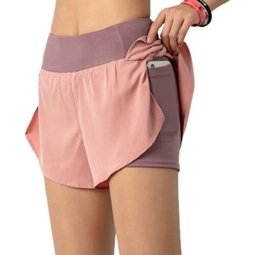 Women Yoga Shorts High Waist High Elastic Waistband Pants 2-in-1 Women Sports Shorts for Summer Leisure Wear