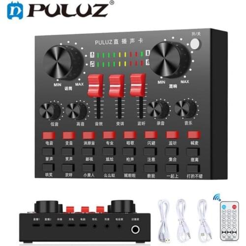 PULUZ Live-streaming Sound Card Karaoke Singing Recording Mixer For Mobile Phone/computer English Version