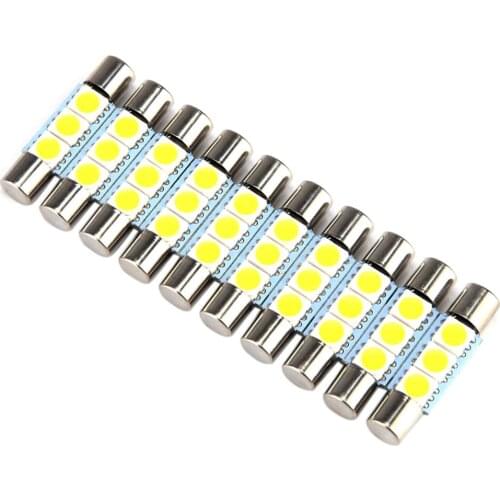 10PCS 3-SMD 5050 LED 28mm-31mm Fuse Visor Vanity Mirror White Lights