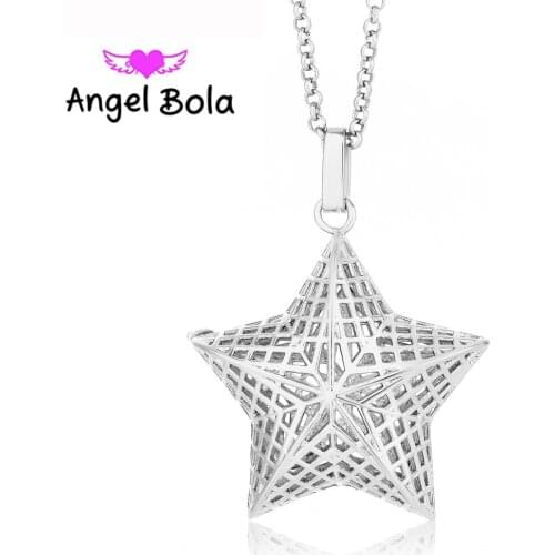 26mm Jeweley 10pcs/Wholesale DIY Star Engelsrufer Cage Pendants Angel Bola Sound Ball in Long Chain Necklaces for Mom L037