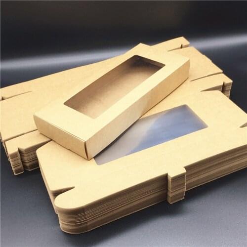 30Pcs 29x12x4cm New DIY Kraft Handmade Gift Display Box With PVC-Window, Party Wedding Flower Wrapping Paper Boxes