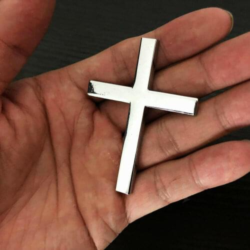 3D Chrome Metal Cross Crucifix Car Trunk Side Fender Emblem Badge Decal Sticker