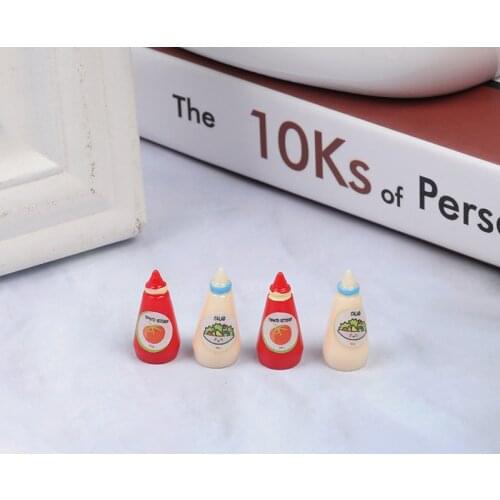 4pcs/set 1:12 Dollhouse Miniature Food Mini Ketchup Salad Dressing Imitation Toy Doll House Acessories