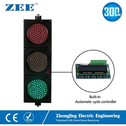 Automatic Cycle Running Controller LED Traffic Light 300mm 12inches LED Traffic Signal Light LED Sign Traffic Light Controller