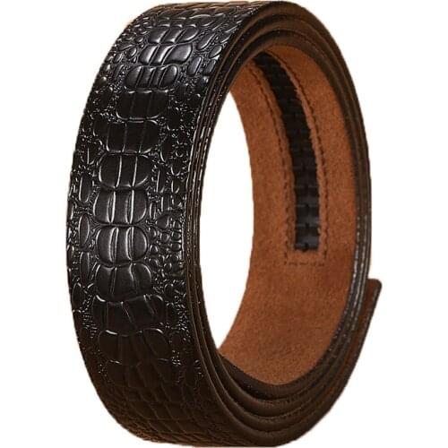 No Buckle, Only Belt) Ta-weo Men Casual Jeans Leather Belts Automatic Buckle Belt, Crocodile Striped Pattern Waistband