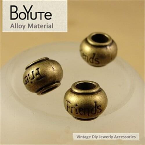 BoYuTe (60 Pieces/Lot) 11MM Wholesale Word Letter Friend Beads Antique Bronze Plated Metal Beads Diy Jewelry Accessories