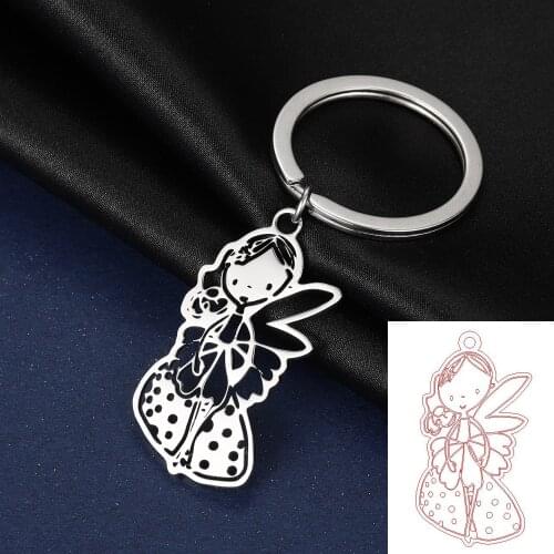 Personalized Childrens Drawing Key Chain Stainless Steel Custom LOGO Hand Painted Keychains for Women Men Gifts