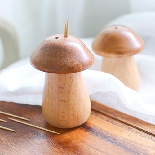 1pcs Wooden Toothpick Box Mushroom Simple Personalized Toothpick Holder Household Toothpick Kitchen Accessories Tools