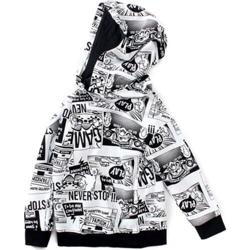 4-13 year old boy girl Sweater jacket autumn winter long-sleeved hooded warm coat fashion printing in big child quality clothing