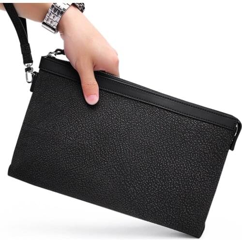 GIONAR Genuine Real Leather Clutch Bag Men Wristlets Envelope File Bag High-end Luxury Brand Designer Hand Bag Wallet Purse