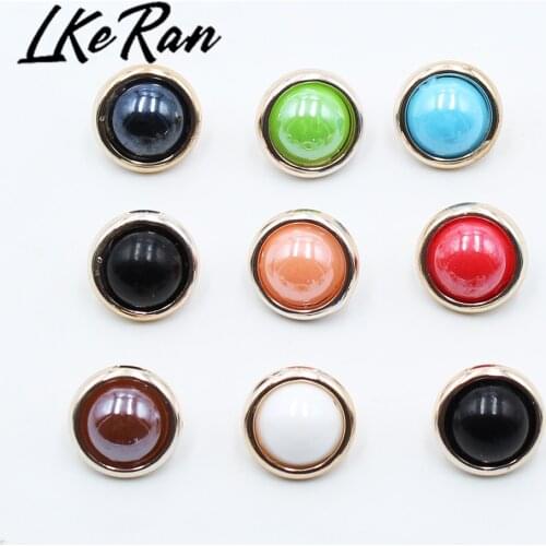 LKERAN 10pc 12MM Gold Pearl Button Plastic Shank For Garment Clothing Accessories Fit Sewing Scrapbooking Garment DIY Decoration