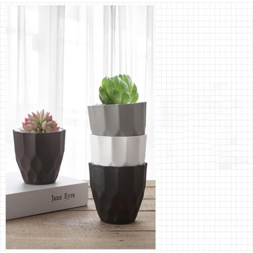 Frosted Plastic Flowerpot Small Flowerpot Round Succulent Planter Table Top Green Plant Garden Simple Turquoise Pots for Plants