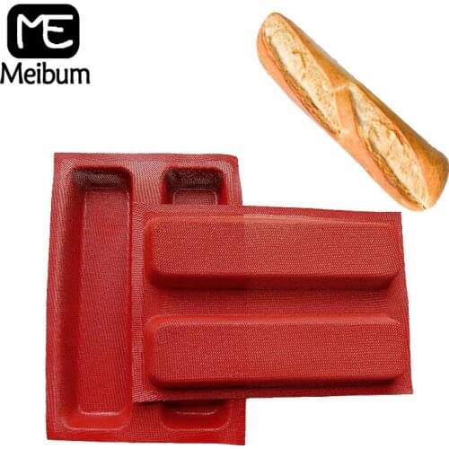 Meibum 2 Types Non Stick Bread Baking Mold Long Loaf Hot Dog Baguette Eclair Bake Tray Porous Glass Fiber Silicone Mould