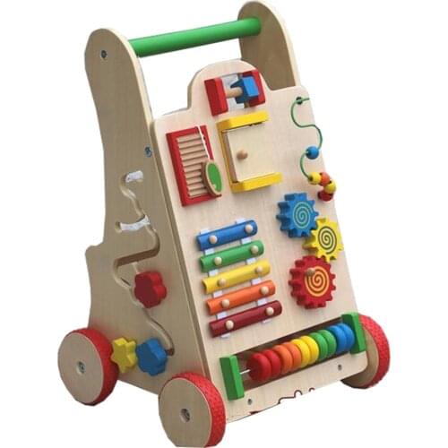 Multi-function walkers wooden toddler carts to help children step toy car