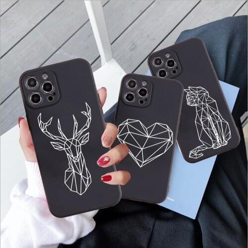 Soft Silicone Phone Case For iPhone 11 XS XR X 7 8 Plus SE2020 6 6S Cartoon Deer Cat Couples Cover For iPhone 12 Pro MAX Shell