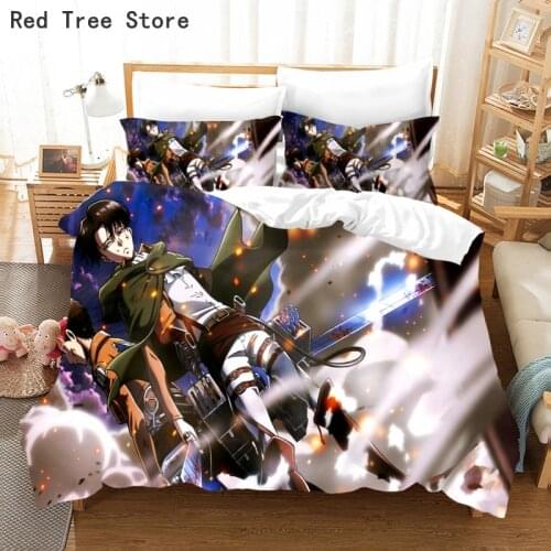 Attack on Titan Anime 3D Printed Comforter Bedding Sets Custom Duvet Covers Pillowcase Kids Boy Bedclothes Twin Full Bed Linen