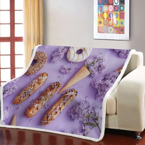 3D Printed Food Blanket Donuts Chocolate Colorful Tasty Cute Soft Blanket Goods Comfort Blanket For Home Picnic Travel Blanket