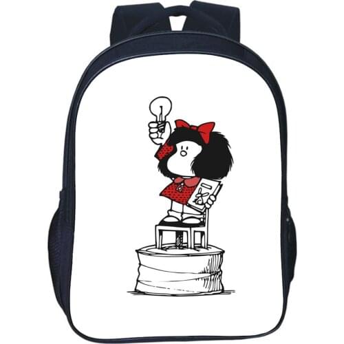 Mafalda Backpack Children Bag Boy Girl Bags Teens Fashion Creative Double-layer Zipper Knapsack High Quality Comics Bookbag
