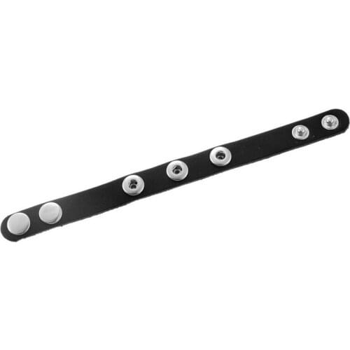 DIY Black Real Leather Children Snap Bracelets Bangle Band Fit Snap Mini Button Press Fashion Jewelry 20cm