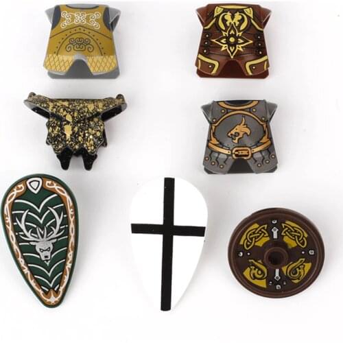 Medieval Knight Minifigs Accessories Building Blocks Army Soldier Shield Viking Pirates Military Weapons Armor Parts Bricks Toys