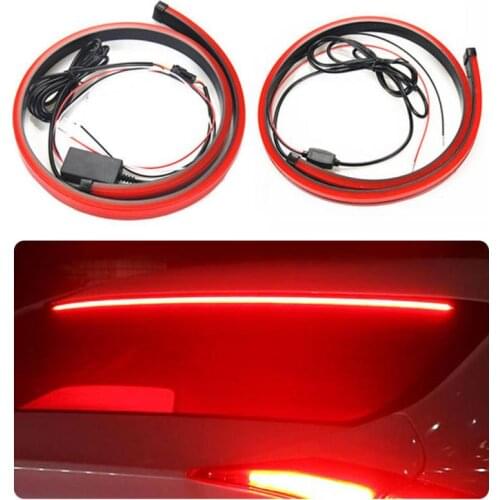 Car Light Bar DC 12V Brake Lights Modified Flashing Lights LED Decorative Lights Multi-mode Warning Lights 90cm Red Light Bar