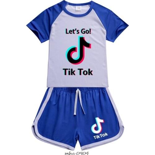 Tik Tok Girls Clothing Sets Summer Short Sleeve T-Shirt + Shorts 2Pcs for Kids Clothing Sets Children Clothes Suits 2-16Yearar
