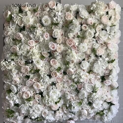 TONGFENG Light Pink 8pcs/Lot Fleurs Artificielles Silk Rose Peony 3D Flower Wall Panel Party Wedding Backdrop Decoration