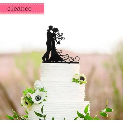 Bride and groom Silhouette wedding cake topper black acrylic cake toppers wedding decoration anniversary engagement party