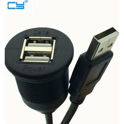 USB 2.0 A Male to Dual USB A Female Extension Lead With Mounting Bracket Cable Adapter 1m/2m