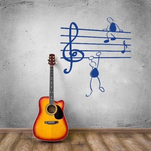 Music Notes Funny Guys Wall Sticker for Living Room Vinyl Stickers Instrumen art Creative Airplanes With Clouds CX165