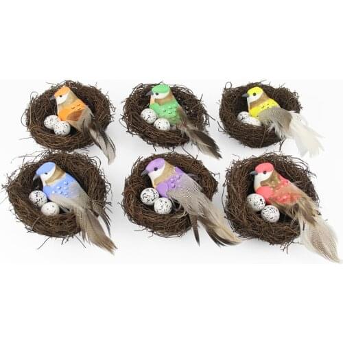 1Set Vintage Table Decor Party Supplies Garden Props Handmade Window Display Big Round Bird Nest Rattan Craft Bird Nest With Art