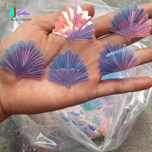 High-end Sequins 15mm And 35mm Color White Gold fan-shaped Sequins Transparent Color-illuminated Fan-shaped Beads S302P