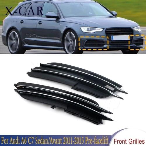 X-CAR Front Left Right Front Bumper Grilles Cover Fog Light Cover Lamp Mask For Audi A6 C7 Sedan/Avant 2011-2015 Pre-facelift