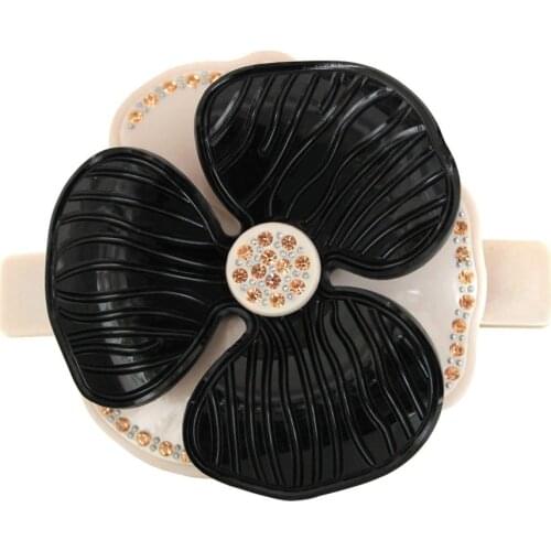 Fancy Camellia Flower Hair Barrette - Hair Accessory - Acetate Rhinestone Bride Hair Clip Tiara for Women Lady Hair Jewelry Wear