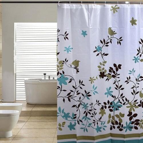 Blooming Flowers Shower Curtain Waterproof Mildew Proof Leaf PEVA Shower Curtain With 12 Hooks Partition Curtain Many Places