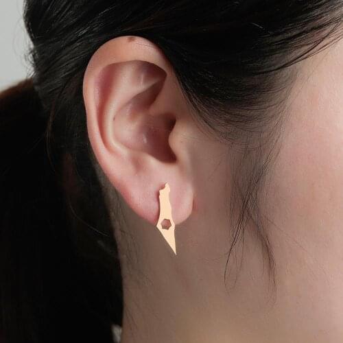 Chandler Stainless Palestine Map Earrings Israeli Magen Star of David Posts Jewish Jewelry Lover Gift Women Enthic Bronics